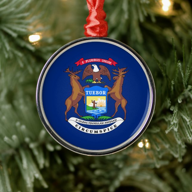 delstaten Michigan Flagga Ceramic Ornament (Träd)