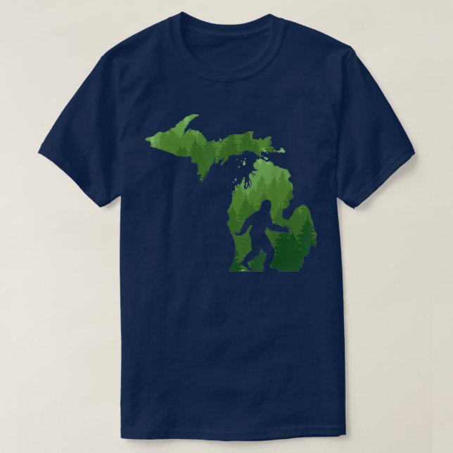 Delstaten Michigan Karta Bigfoot Funny Sasquatch G T Shirt (Design framsida)