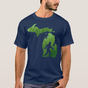 Delstaten Michigan Karta Bigfoot Funny Sasquatch G T Shirt