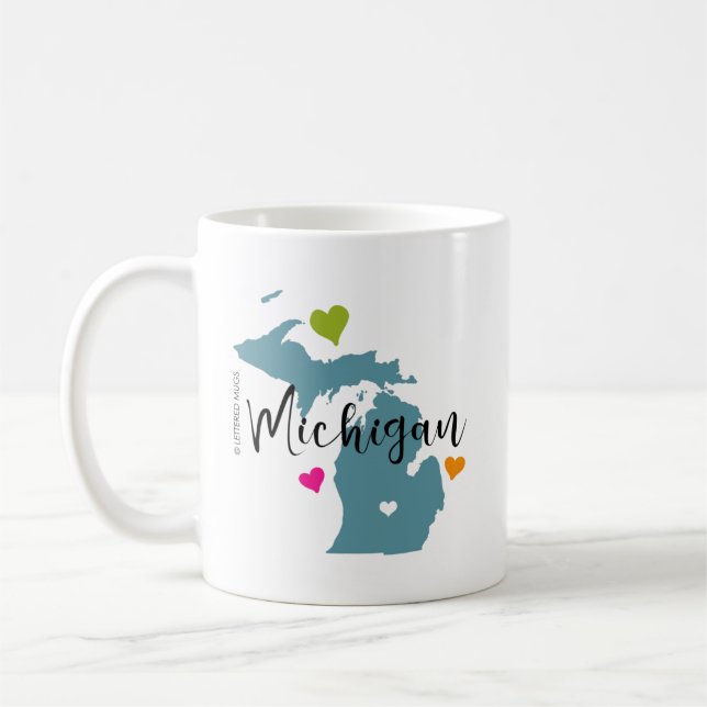 Delstaten Michigan med Hearts Kaffemugg (Vänster)