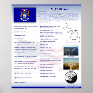 delstaten Michigan,MI Poster