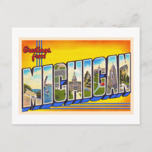 Delstaten Michigan MI Vintage Large Brev Postcard Vykort