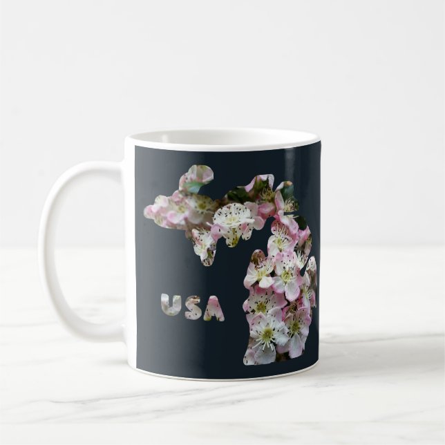 delstaten Michigan och Apple-Blommarna Kaffemugg (Vänster)