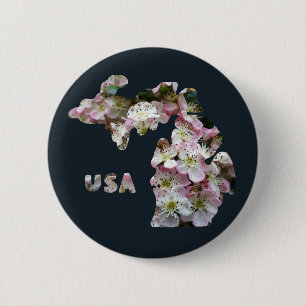 delstaten Michigan och Apple-Blommarna Knapp