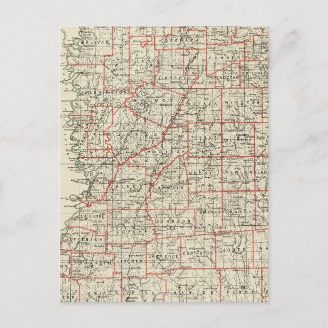 Delstaten Mississippi Vykort (Framsida)