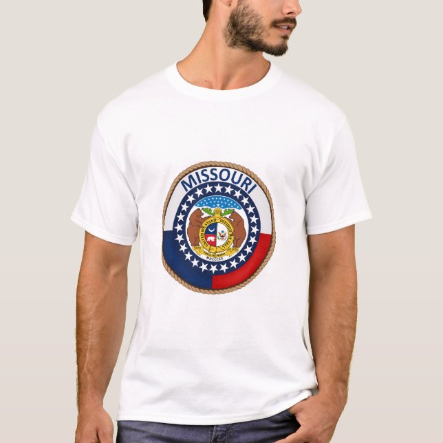 Delstaten Missouri Flagga Seal T-Shirt (Framsida)