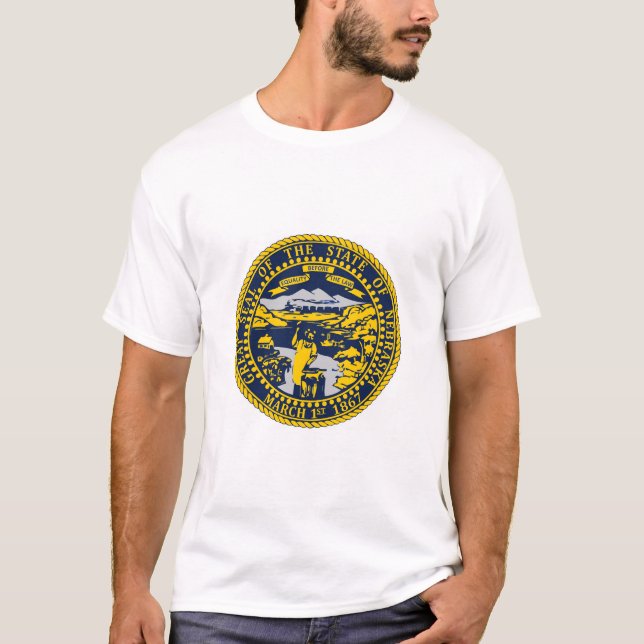Delstaten Nebraska Flagga Seal T-Shirt (Framsida)