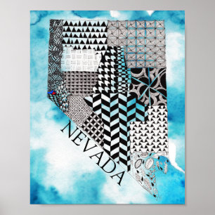 delstaten Nevada Illustration Poster