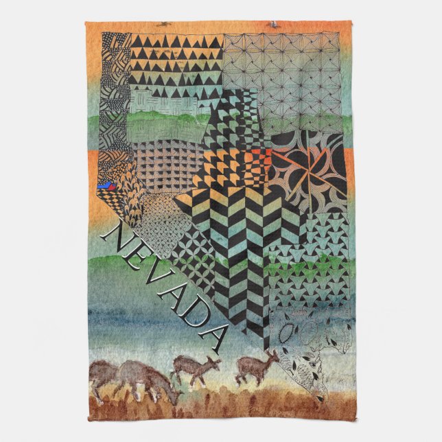 Delstaten Nevada Karta Desert Painting Kitchen Tow Kökshandduk (Vertikal)