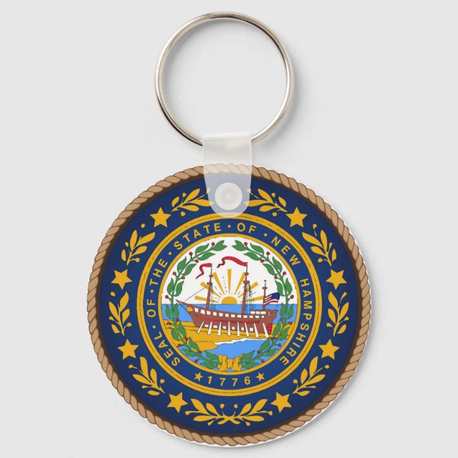 Delstaten New Hampshire Flagga Seal Nyckelring (Framsida)