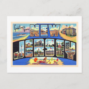 Delstaten New Jersey Vintage Stort Bokstav Kort
