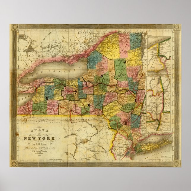 Delstaten New York av DH Burr Poster (Framsidan)