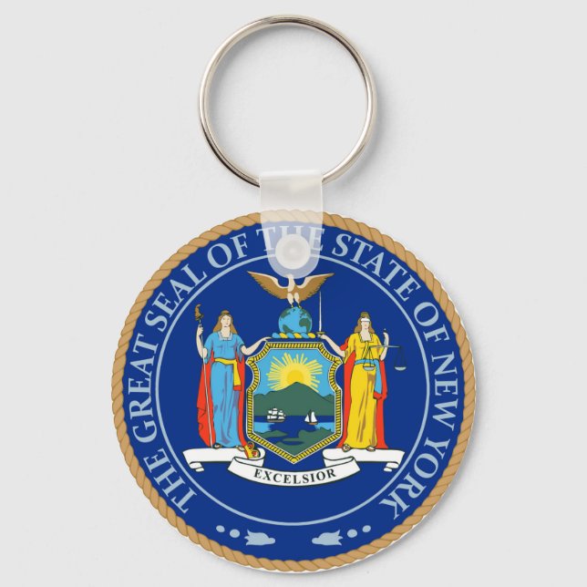 delstaten New York Flagga Seal Nyckelring (Framsida)