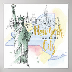 Delstaten New York   FRIHETSGUDINNAN Poster