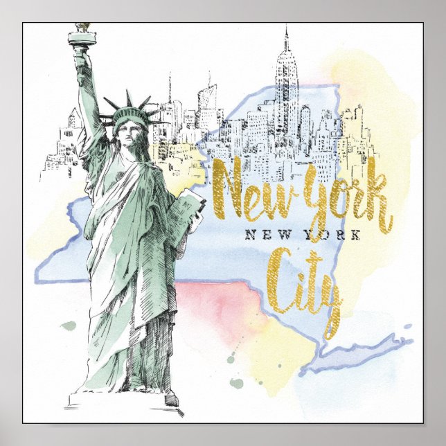 Delstaten New York | FRIHETSGUDINNAN Poster (Framsidan)