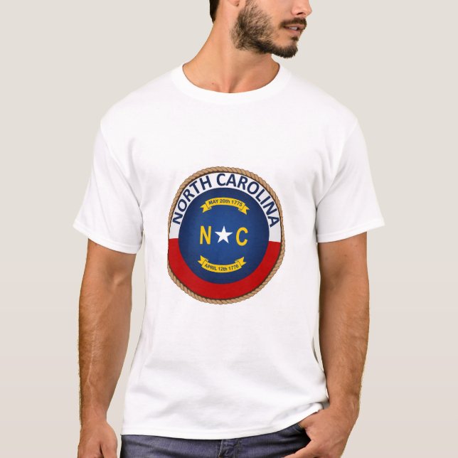 delstaten North Carolina Flagga Seal T-Shirt (Framsida)
