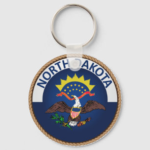 Delstaten North Dakota Flagga Seal Keychain Nyckelring
