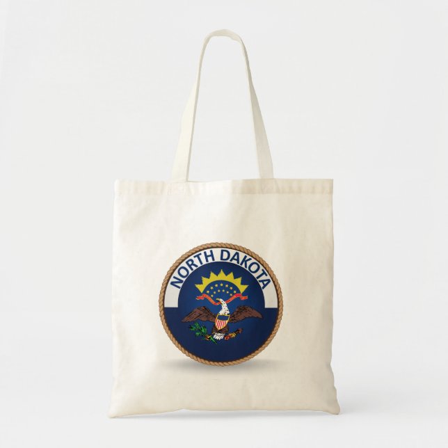 Delstaten North Dakota Flagga SEal Tote Bag Tygkasse (Framsidan)