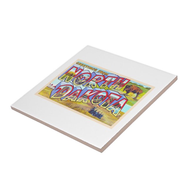 Delstaten North Dakota och stora Brev-vykort Kakelplatta (Sidan)