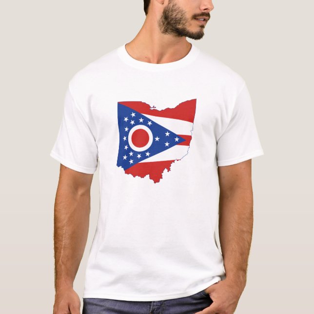 Delstaten Ohio Shaped Ohioan Buckeye Stater Flagga Tee (Framsida)