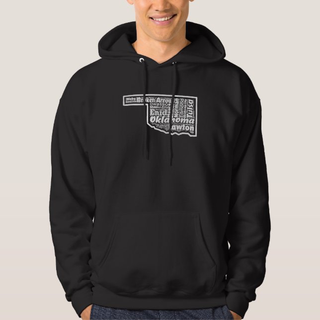 Delstaten Oklahoma Flagga Cities Distress US Gift Hoodie (Framsida)