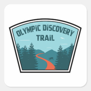 delstaten Olympic Discovery Trail Washington Fyrkantigt Klistermärke