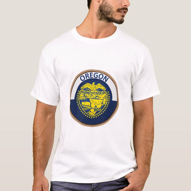 delstaten Oregon Flagga Seal T-Shirt (Framsida)