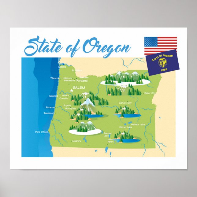 delstaten Oregon Poster (Framsidan)