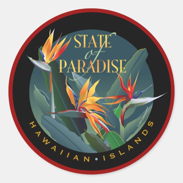 Delstaten Paradise Runt Klistermärke (Framsida)