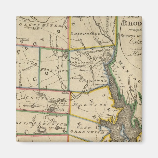 Delstaten Rhode island 3 Magnet (Framsidan)