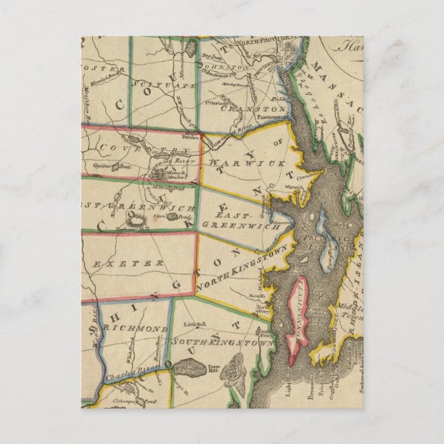 Delstaten Rhode island 3 Vykort (Framsida)