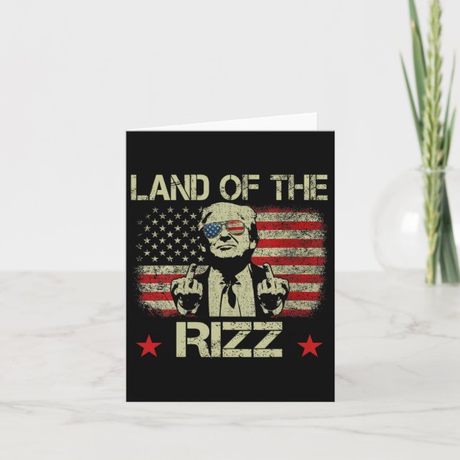 Delstaten Rizz Funny Patriotic Trump 4:e juli Kort (Framsida)