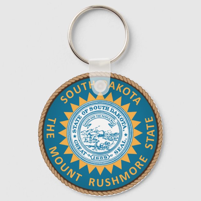 Delstaten South Dakota Flagga Seal Nyckelring (Framsida)