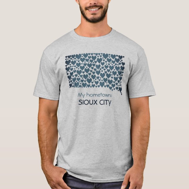 Delstaten South Dakota Silhouette Hearts & Hometow T Shirt (Framsida)