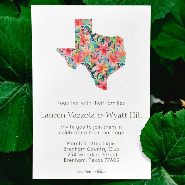 delstaten Texas Bright Tropical Blommigt Bröllop Inbjudningar (tropical "texas" state flower wedding invitation simple modern beach tropical invitation bright )