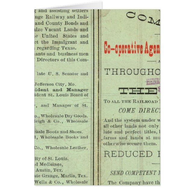 Delstaten Texas Hälsningskort (Framsidan)