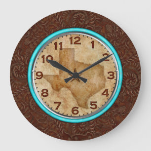 delstaten Texas Round LG Wall Clock Stor Klocka