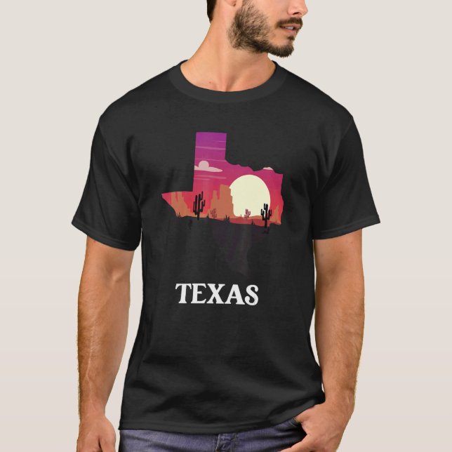 delstaten Texas Shaped Desert Scenery USA T Shirt (Framsida)