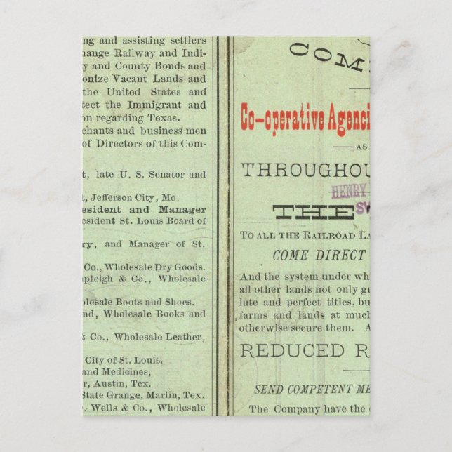 delstaten Texas Vykort (Framsida)