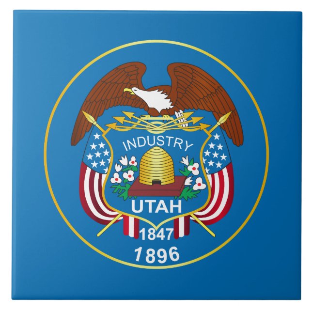 delstaten Utah flagga Kakelplatta (Framsidan)