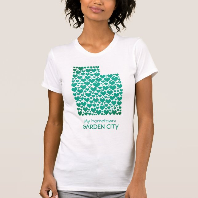 delstaten Utah Silhouette Hearts & Hometown T Shirt (Framsida)