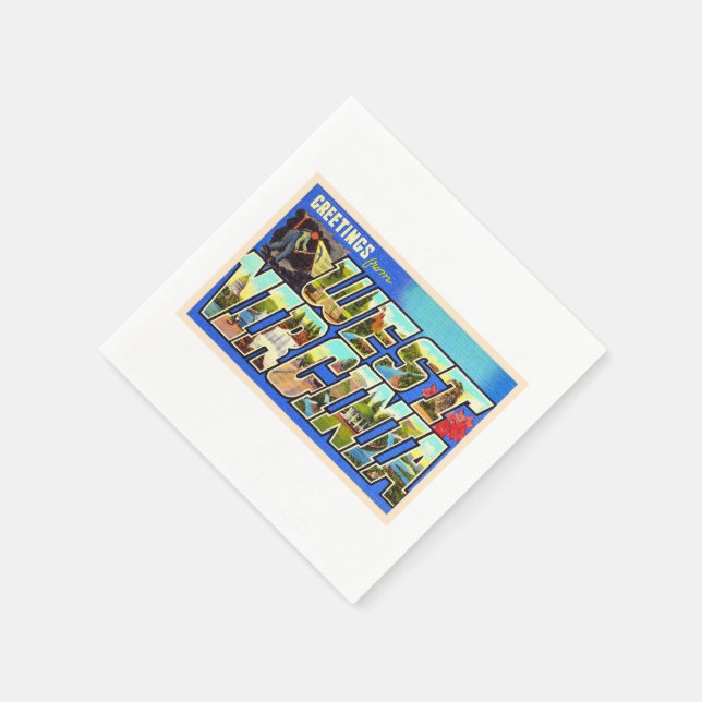 Delstaten Väster Virginia WV Large Brev vykort Pappersservett (Hörn)