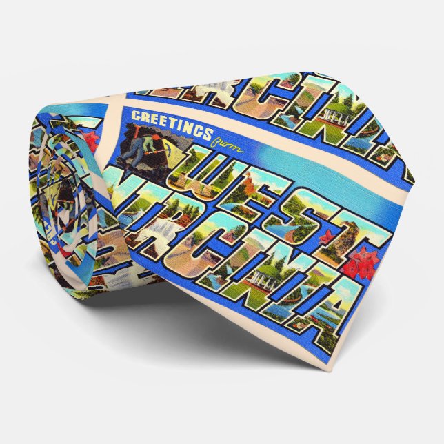 Delstaten Väster Virginia WV Large Brev vykort Slips (Rullad)