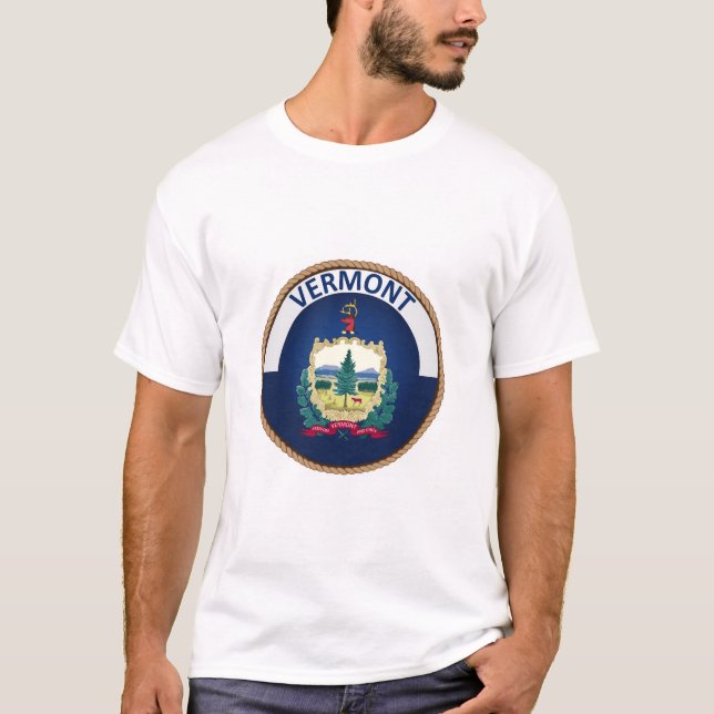 delstaten Vermont Flagga Seal T-Shirt (Framsida)