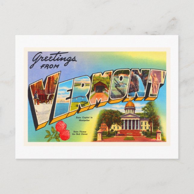 Delstaten Vermont VT gammalt vintage-resminne Vykort (Framsida)