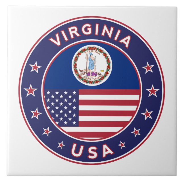 delstaten Virginia Kakelplatta (Framsidan)