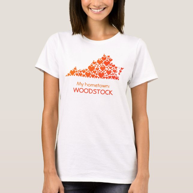 delstaten Virginia Silhouette Hearts & Hometown T Shirt (Framsida)