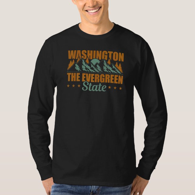 delstaten Washington Evergreen T Shirt (Framsida)