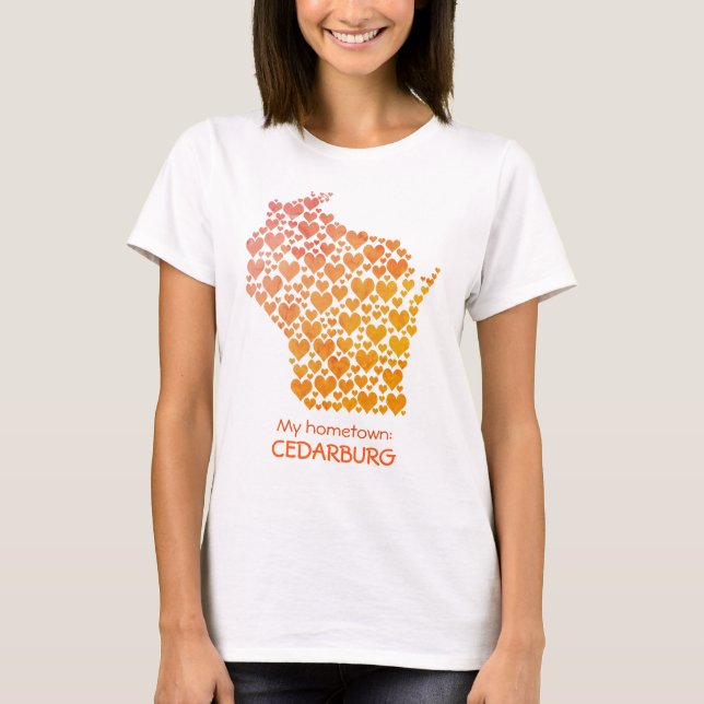 delstaten Wisconsin Silhouette Hometown T Shirt (Framsida)
