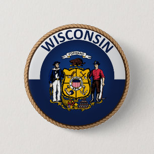 Delstaten Wisconsins flaggstämpelknapp Knapp